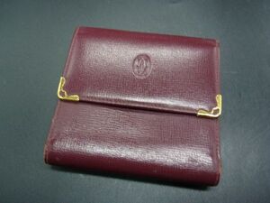 Cartier カルティエ マストライン レザー 二つ折り がま口 財布 ウォレット 札入れ 小銭入れ ボルドー系 DH1349