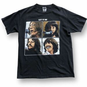 送料430円　00’s 2004年　Beatles LET IT BE ビートルズ　ビンテージ　フェード　Tシャツ バンドTシャツ オフィシャル　コピーライト　M