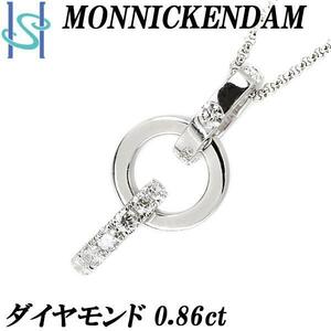 モニッケンダム ダイヤモンド ネックレス K18WG 2way サークル 円 丸 揺れる MONNICKENDAM 美品 中古 SH95602