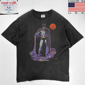 USA製◎80s ビンテージ BATMAN Tシャツ 雰囲気◎ フェード ブラック XL 墨黒 バットマン DC 1988年 アメリカ製 USA 米国製 90s ジョーカー