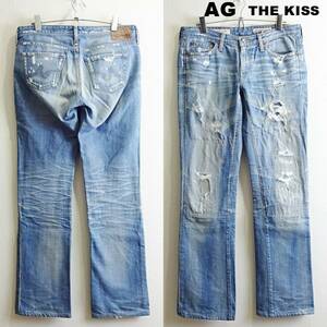 即決★ 送料無★ 希少★　AG　THE KISS　W79cm　スリムストレートレッグデニム　クラシカルモデル　明青　USA製　27R　H184