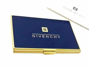 ■美品■ GIVENCHY ジバンシィ カードケース 名刺入れ メンズ ブルー系×ゴールド系 DF7716