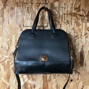 送料無料【Nち1239】フルラ divina レザーショルダーバッグ way 黒ゴールド金具2way