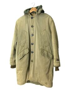 US.NAVY◆フライトジャケット/-/コットン/KHK/40～50s/B-9/ダメージ、ヤケ有