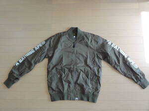 新品同様 A BATHING APE MA-1風ジャンバー カーキ Sサイズ 001GDE201009X