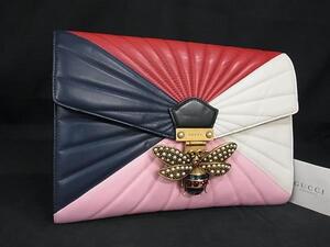 1円 ■美品■ GUCCI グッチ レザー ビー 蜂 クラッチバッグ セカンドバッグ レディース マルチカラー BM5270