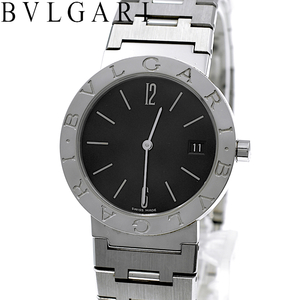 【A02483】BVLGARI ブルガリ ブルガリ BB33SS QZ クォーツ メンズ腕時計 シルバー×ブラック文字盤