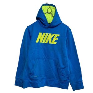 NIKE プリント スウェット パーカー ナイキ M キッズ ブルー プルオーバー 古着卸 アメリカ仕入 a610-6971