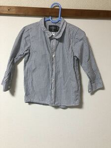 【H&M】ブルー　ストライプ 長袖シャツ　90