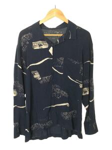 Porter Classic◆ALOHA LONG SHIRT/月夜の黒/長袖シャツ/S/レーヨン/NVY