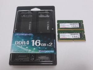 メモリ ノートパソコン用 1.20V A-DATA ドスパラセレクト DDR4-3200 PC4-25600 16GBx2枚 合計32GB 起動確認済みです D4N3200-16G2A2