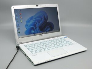 SONY最新Win11中古ノートパソコンPC 第3世代i3/14型/office/メモリ8G/新品SSD256G/Bluetooth/内蔵カメラ/新品無線マウス付(SVE14A38CJW)