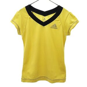 アディダス ロゴプリント 半袖 Tシャツ M イエロー adidas スポーツ トレーニング ウォームアップ レディース