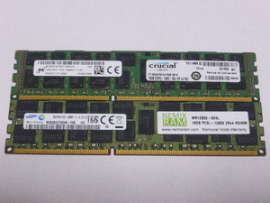 起動しませんでした ジャンク品扱い メモリ Samsung PC3L-12800R(DDR3L-1600R) ECC Registered 16GBx2枚 合計32GB ジャンク品扱いです