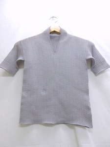 ISSEY MIYAKE イッセイミヤケ 半袖カットソー Cut and sew 2 IM53FJ113 グレー ポリエステル100% PLEATS PLEASE プリーツプリーズ