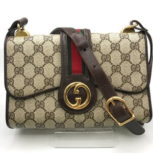 1円 良品 GUCCI グッチ オールドグッチ シェリーライン GGスプリーム ヴィンテージ ゴールド金具 ショルダー バッグ ブラウン a6502