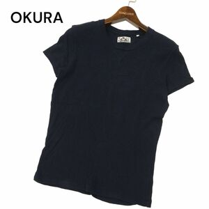 美品★ OKURA オクラ ハリウッドランチマーケット 半袖 カットソー Tシャツ Sz.1　メンズ ネイビー 日本製　C4T05033_5#D