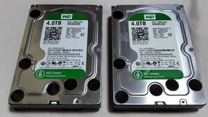 4TB HDD 3.5インチ Western Digital WD40EZRX ×2個 【使用時間5000時間前後】