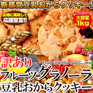 訳あり フルーツグラノーラ豆乳おからクッキー1kg/ダイエットスイーツ