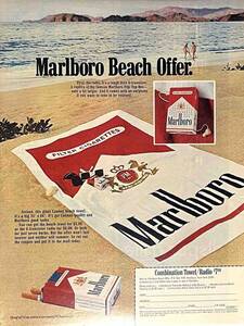 1972年Marlboroマールボロビーチのオファー。/ヴィンテージ雑誌広告オリジナル・ポスター