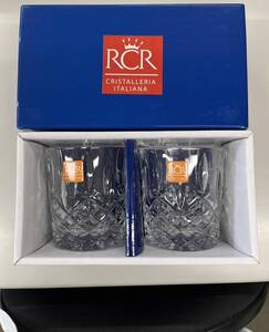 (未使用) RCR CRISTALLERIA ITALIANA ペアロックグラス クリスタル イタリア製 箱付 保管品 食器 コップ キッチン インテリア