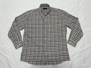 f●大きいサイズ LL　メンズ●新品●GIANNI　VALENTINO　ボタンダウン　チェック柄　長袖シャツ　綿100％●茶系