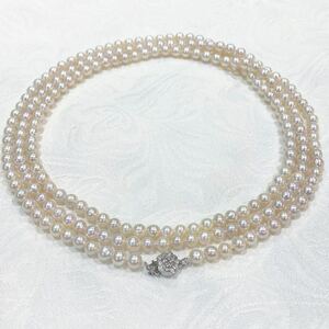 艷やか本真珠ネックレス120cm ベビーパールネックレス 留め具SILVER刻印あり jewelry Pearl ロングネックレス 