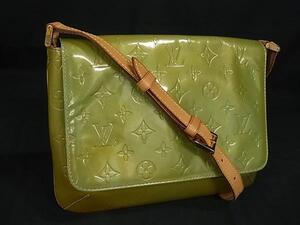 1円 ■美品■ LOUIS VUITTON ルイヴィトン M91009 モノグラムヴェルニ トンプソンストリート ショルダーバッグ 肩掛け グリーン系 BN1375