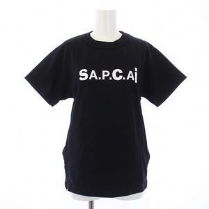 アーペーセー A.P.C. sacai 21AW SIDE ZIP LOGO TEE Tシャツ カットソー 半袖 ロゴ クルーネック XXS 黒 ブラック M26978