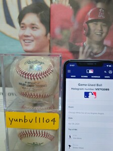 ★★野球殿堂博物館級コレクション★★大谷翔平 MLBでの二刀流初出場試合(2021/4/4) ２奪三振記録ボール！