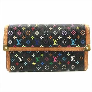 1円 LOUISVUITTON ルイヴィトン モノグラム マルチカラー インターナショナル 三つ折り 長財布 ノワール レディース y09