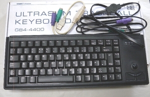 チェリー トラックボール付き G84-4400LPBGB-2 PS2キーボード Cherry USBアダプター付き 中古美品 入札即決！