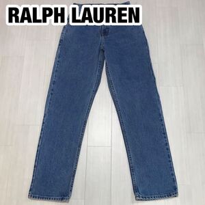 POLOJEANS COMPANY RALPH LAUREN デニムパンツ 2X 92 インディゴブルー 刺繍ロゴ ワッペン 国旗 刻印ボタン