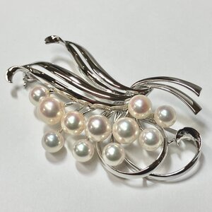 m001 T4(60) 美品 MIKIMOTO ミキモト ブローチ パール 11P シルバー 真珠