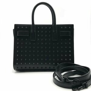 SAINT LAURENT サンローラン レザー スタッズ サックド ジュール 2WAY ハンド バッグ ブラック 超美品 M9764