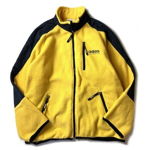 レアカラー! 80s 90s adidas ADVENTURE アディダス デサント ツートン フリース ジャケット イエロー ブラック 黄色 黒 L メンズ 古着 希少