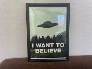 エックスファイル／X-Files　I WANT TO BELIEVE、UFOデザイン「額入りポスター　飾り」／購入後未使用