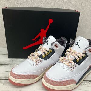 Nike GS Air Jordan 3 Retro White/Pink/Blackナイキ スニーカー NIKE 24.5cm 新品未使用 箱付き ホワイト ピンク 黒タグ付 【6764】