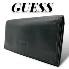 美品 GUESS ゲス 二つ折り 長財布 折り財布 ブラック レザー カード入れ