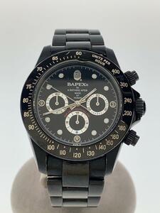 A BATHING APE◆BAPEX/自動巻腕時計/アナログ/ステンレス/BLK/BLK/SS/デイトナ