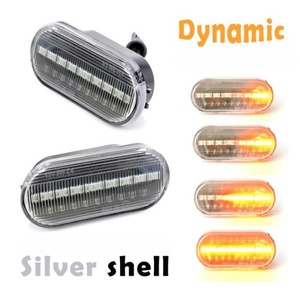 ★☆【40%OFF!!】流れる!! LED ダイナミック ウインカー サイドマーカー Dynamic Silver VW フォルクスワーゲン ゴルフ ポロ ビートル☆★