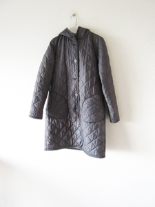 LAVENHAM / ラベンハム LVH-17-BP 裏ボア フード キルティングロングコート 38 CHARCOAL GRAY * ジャケット レディース