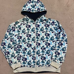 A BATHING APE BAPE KAWS BABY MILO BLUE CAMO ブルーカモ　パーカー　スウェット　リバーシブル　SHARK ベビーマイロ　L 