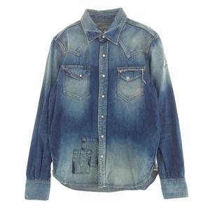 TMT ティーエムティー 18SS TSH-S18SP02 REVIVAL CRUSH DENIM SHIRT クラッシュ加工 デニム ウエスタン シャツ M【中古】