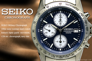 海外限定生産逆輸入モデル【SEIKO】セイコー1/20秒高速クロノグラフ NV 新品