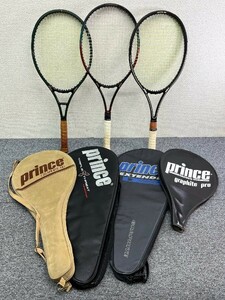 ⑤ テニスラケット 3点 Prince プリンス GRAPHITE 110/LONGBODY THUNDER 820/graphite Pro 110 硬式 D04