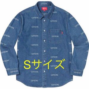 【新品】Sサイズ 19ss Supreme Logo Denim Shirt BLUE シュプリーム ロゴ デニムシャツ 青 国内正規品 即納 2019年 small ブルー