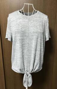 新品 S ★ Calvin Klein Jeans レディース 半袖 ニット US-XS Sサイズ グレー タイフロント Tシャツ カルバンクライン CK トップス