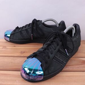 z5761 アディダス スーパースター US9 26.0cm/深緑 黒系 メタル トゥ adidas SUPERSTAR 80s METAL TOE レディース スニーカー 中古