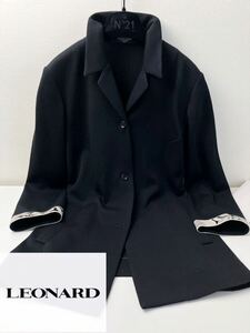 C8 極美品●LEONARD FASHION PARIS●極上シルクのなめらか●ジャケット レオナール レディース 日本製 13号 LL/XL 正規品　フォーマル